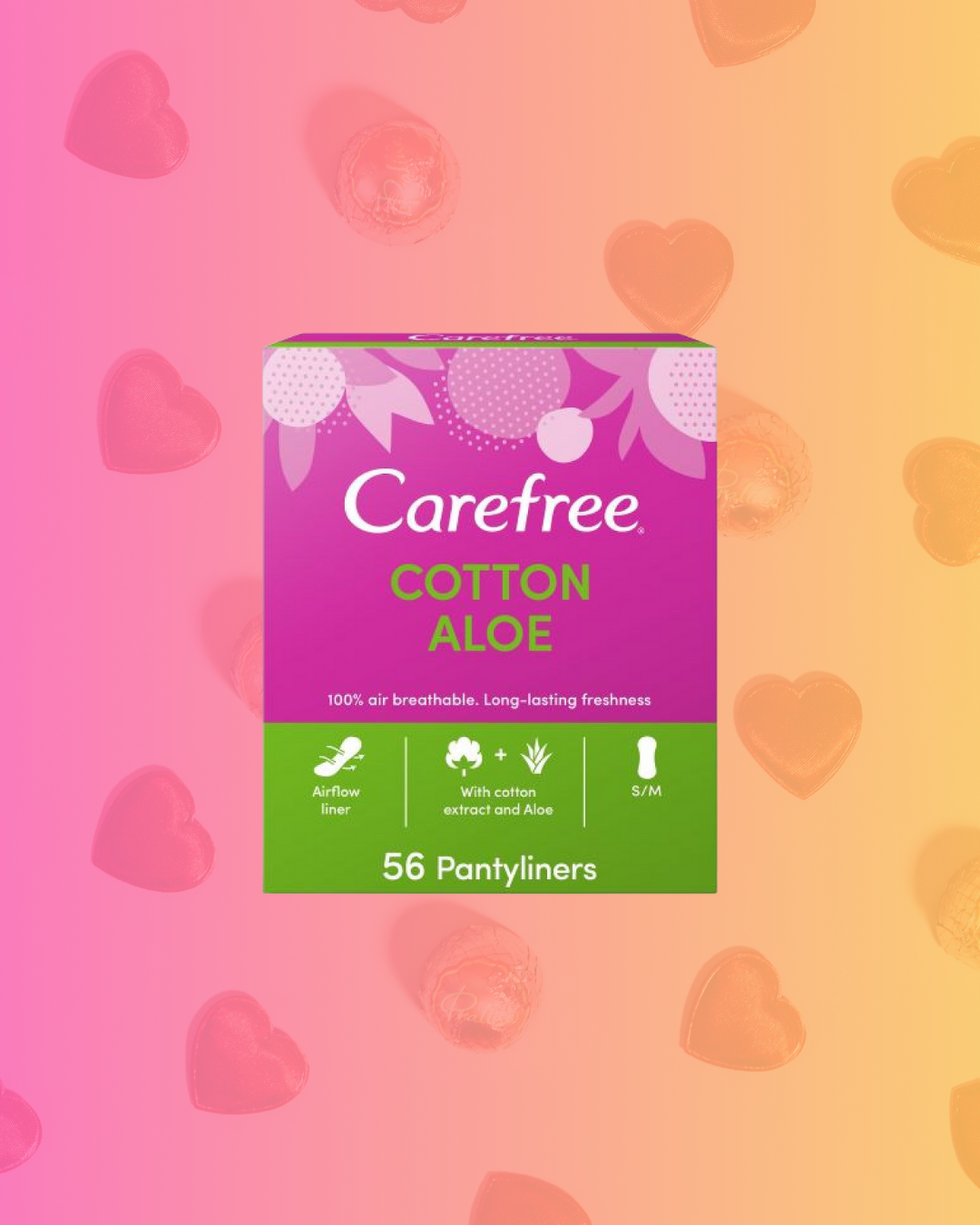 Carefree Cotton Aloe Panty Liners_56 PCS_S_M